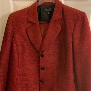 Cranberry colored KASPER skirt suit